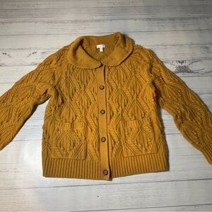 Garnet Hill Mustard Yellow Women's Cardigan Sweater